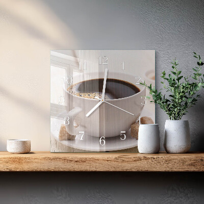 Horloge carrée en verre Café