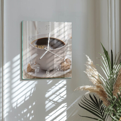 Horloge carrée en verre Café