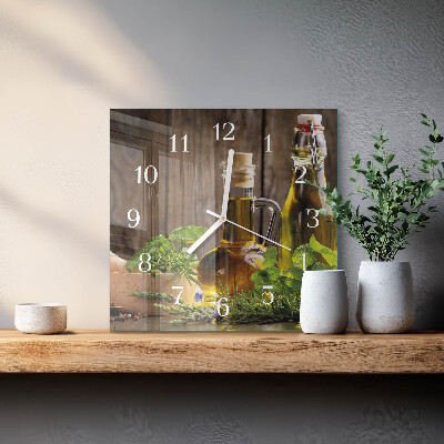 Horloge carrée en verre Huile