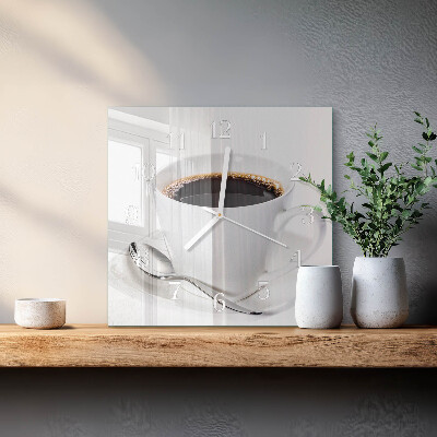 Horloge carrée en verre Café