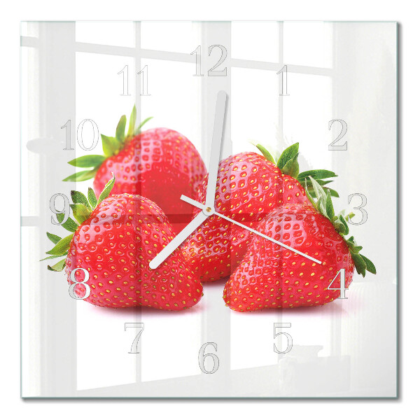 Horloge carrée en verre Fraises