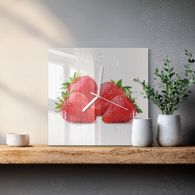 Horloge carrée en verre Fraises