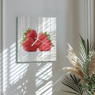 Horloge carrée en verre Fraises