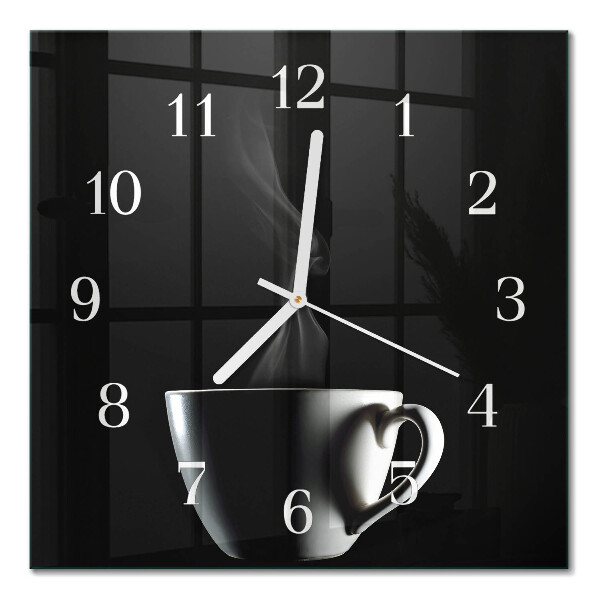 Horloge carrée en verre Tasse