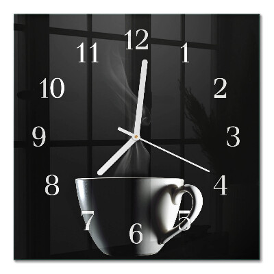 Horloge carrée en verre Tasse