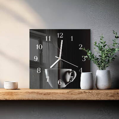 Horloge carrée en verre Tasse