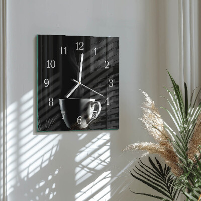 Horloge carrée en verre Tasse