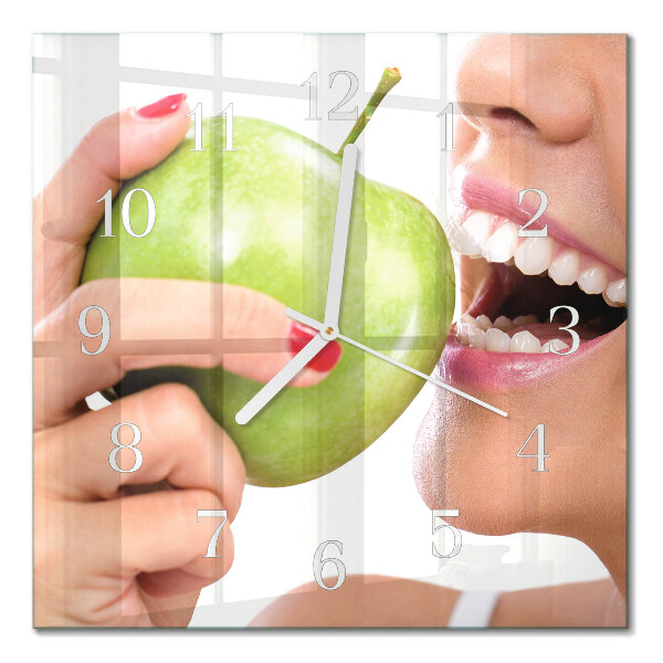 Horloge carrée en verre Pomme