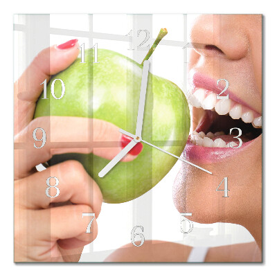 Horloge carrée en verre Pomme