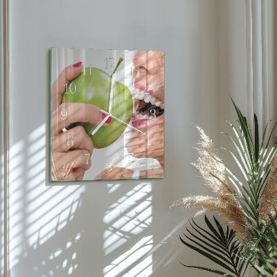 Horloge carrée en verre Pomme