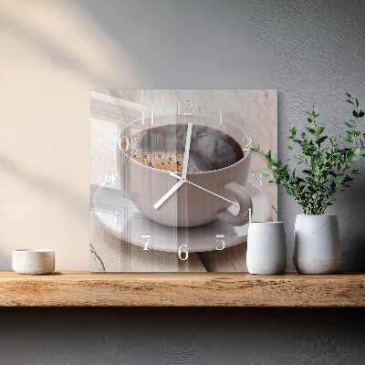 Horloge carrée en verre Café