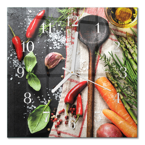 Horloge carrée en verre Épices