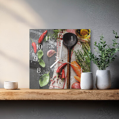 Horloge carrée en verre Épices