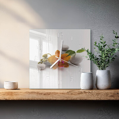 Horloge murale carrée Orchidée