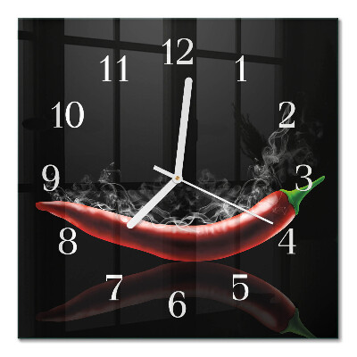Horloge carrée en verre Piments
