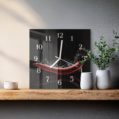 Horloge carrée en verre Piments