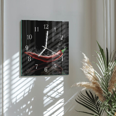 Horloge carrée en verre Piments