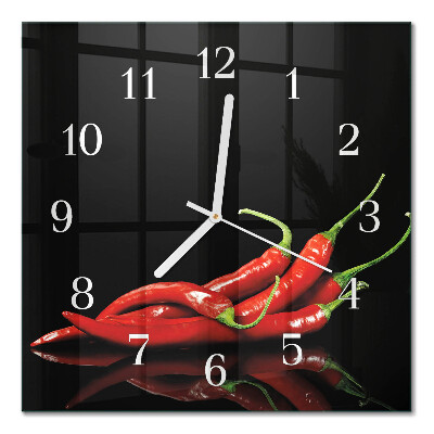 Horloge carrée en verre Piments