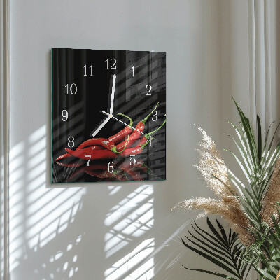 Horloge carrée en verre Piments