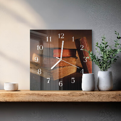 Horloge carrée en verre Livre