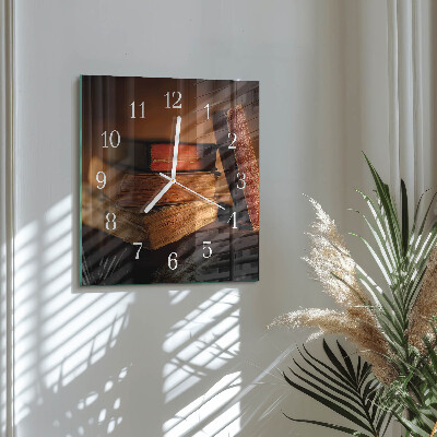 Horloge carrée en verre Livre