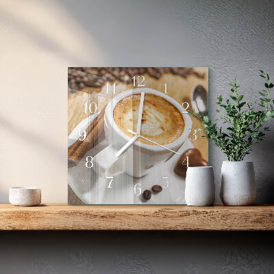 Horloge carrée en verre Café