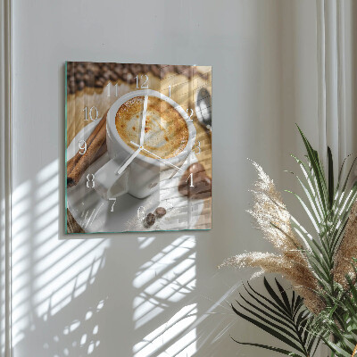 Horloge carrée en verre Café