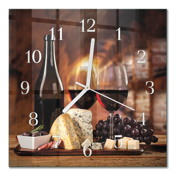 Horloge carrée en verre Vin
