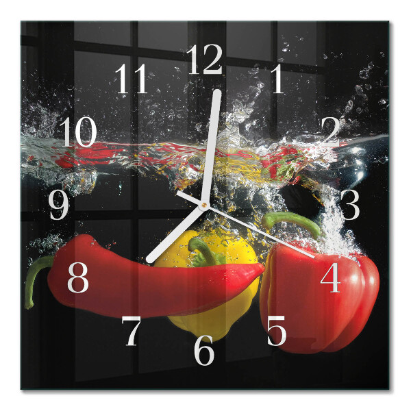 Horloge carrée en verre Poivre