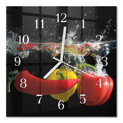 Horloge carrée en verre Poivre