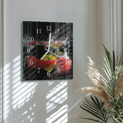 Horloge carrée en verre Poivre