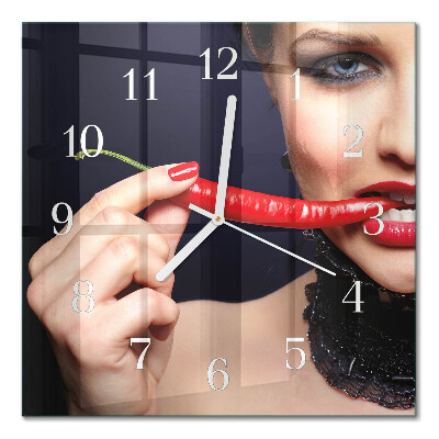 Horloge carrée en verre Piment
