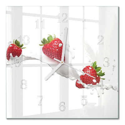 Horloge carrée en verre Fraise