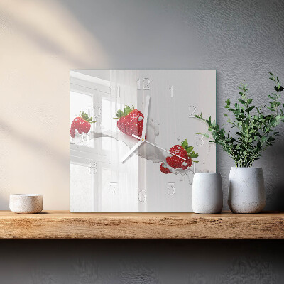 Horloge carrée en verre Fraise