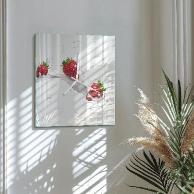 Horloge carrée en verre Fraise