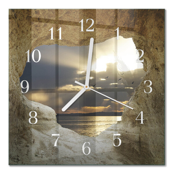 Horloge carrée en verre Cœur dans le rocher