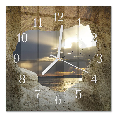 Horloge carrée en verre Cœur dans le rocher