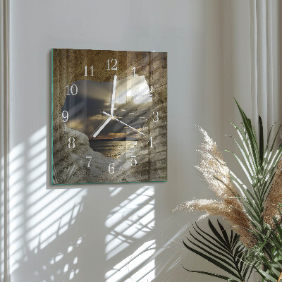 Horloge carrée en verre Cœur dans le rocher