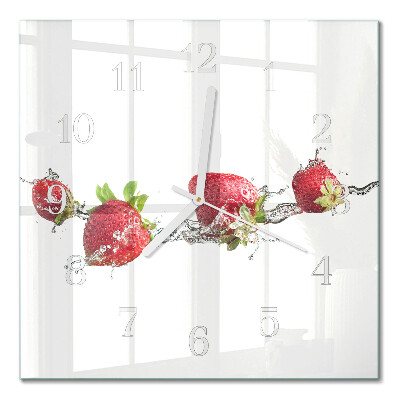 Horloge murale carrée Fraises dans l'eau