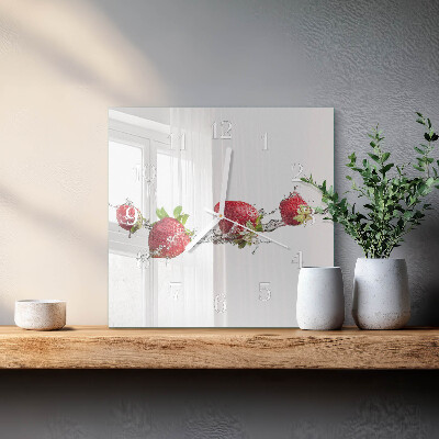 Horloge murale carrée Fraises dans l'eau