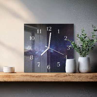 Horloge carrée en verre Galaxie
