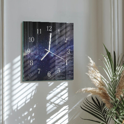 Horloge carrée en verre Galaxie