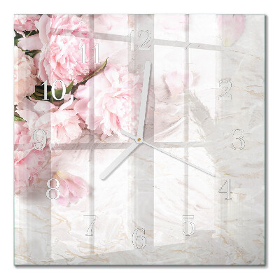 Horloge carrée en verre Fleurs