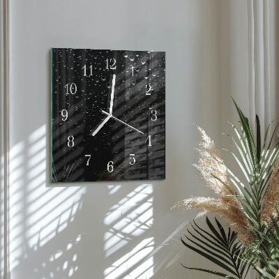 Horloge carrée en verre Gouttes