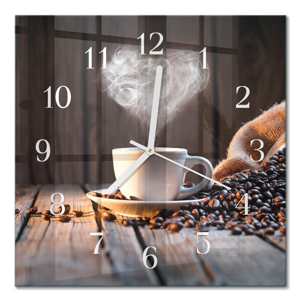 Horloge murale carrée Amour pour le café