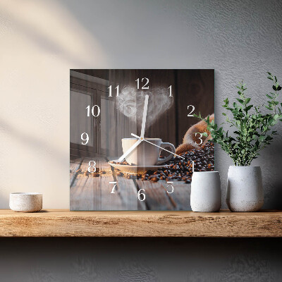 Horloge murale carrée Amour pour le café