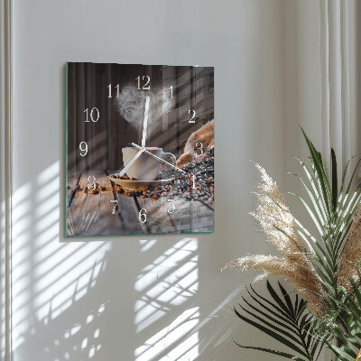 Horloge murale carrée Amour pour le café