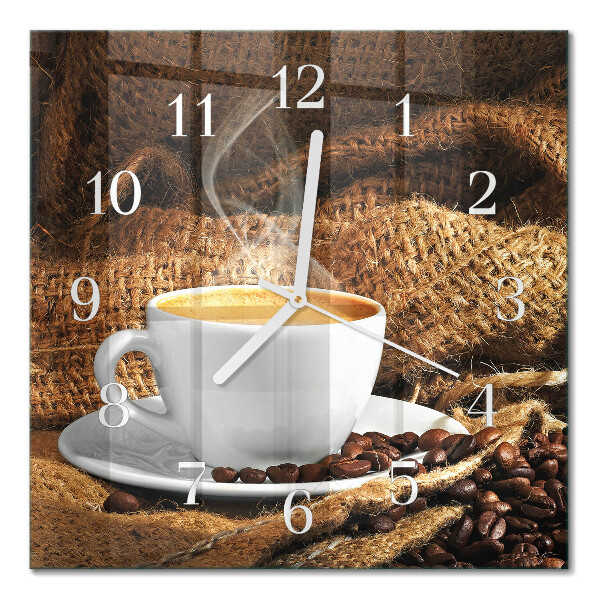 Horloge carrée en verre Café en grains