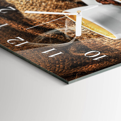Horloge carrée en verre Café en grains