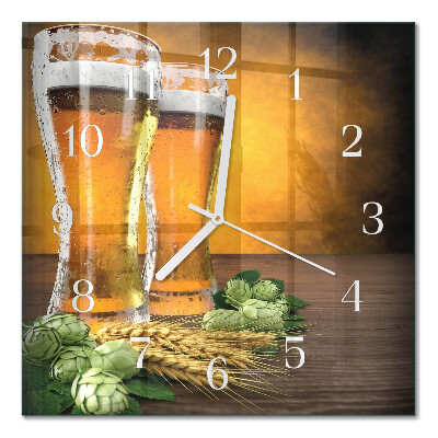 Horloge carrée en verre Verres de bière